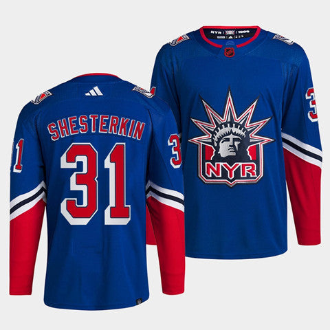 Igor Shesterkin New York Rangers blue Reverse Retro jersey