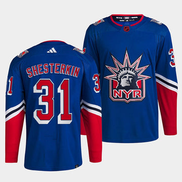 Igor Shesterkin New York Rangers blue Reverse Retro jersey