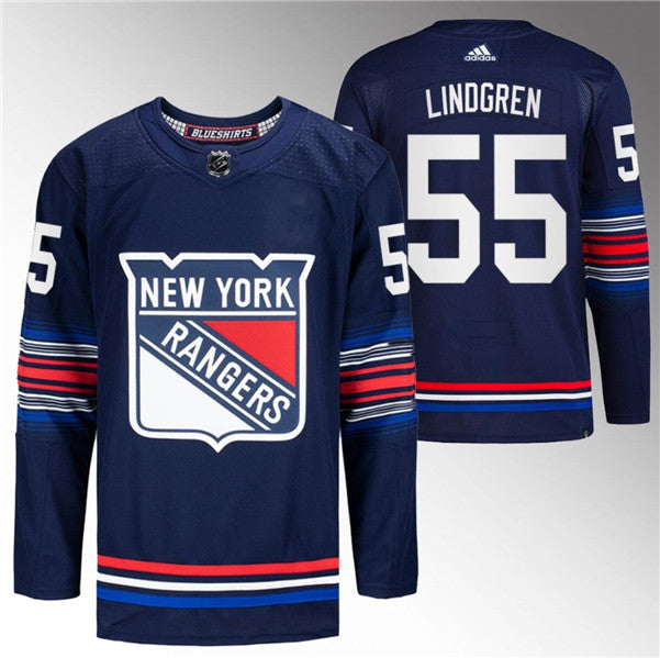 Ryan Lindgren New York Rangers navy jersey