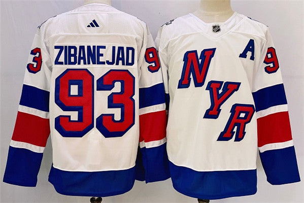 Mika Zibanejad New York Rangers white Stadium Series jersey