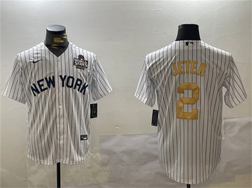 Derek Jeter New York Yankees white-gold jersey