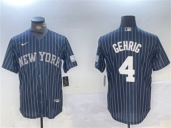 Lou Gehrig New York Yankees navy jersey