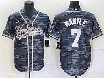 Mickey Mantle New York Yankees gray Camo jersey