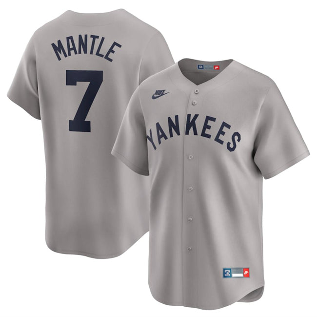 Mickey Mantle New York Yankees gray Cooperstown jersey