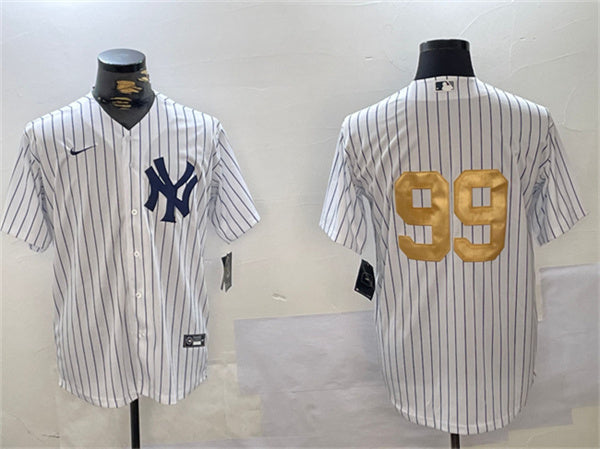 Aaron Judge New York Yankees white-gold jersey