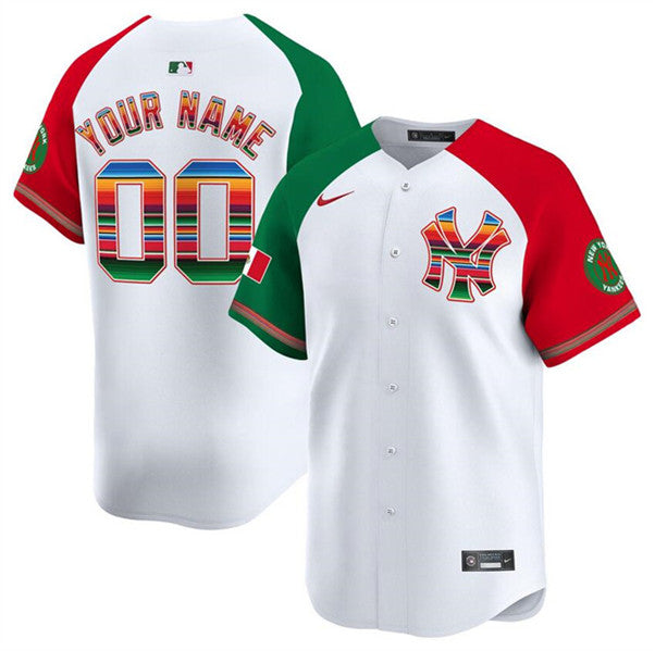 Custom New York Yankees white-red-green jersey