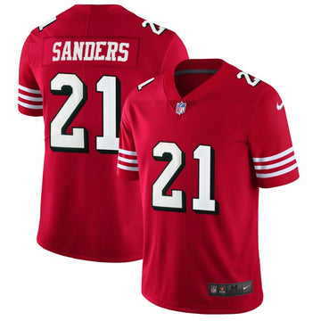 Deion Sanders San Francisco 49ers red jersey