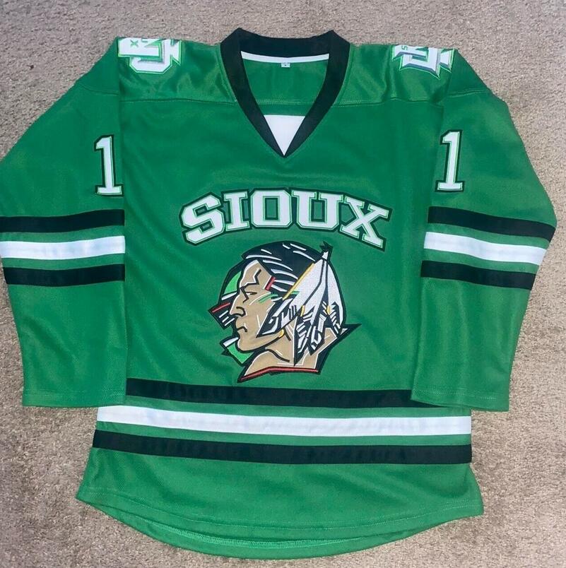 Zach Parise North Dakota Fighting Hawks green jersey