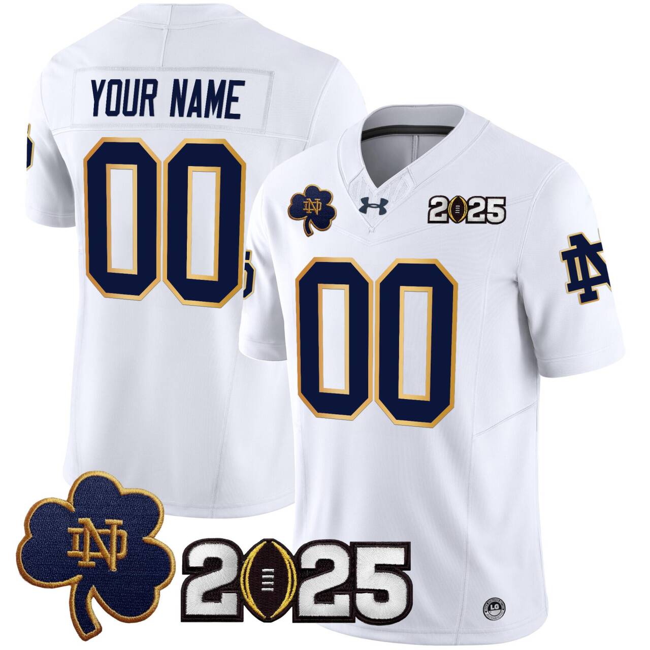 Custom Notre Dame Fighting Irish white FUSE jersey