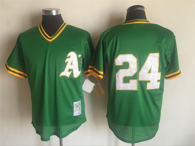 Rickey Henderson Oakland Athletics green Throwback jersey