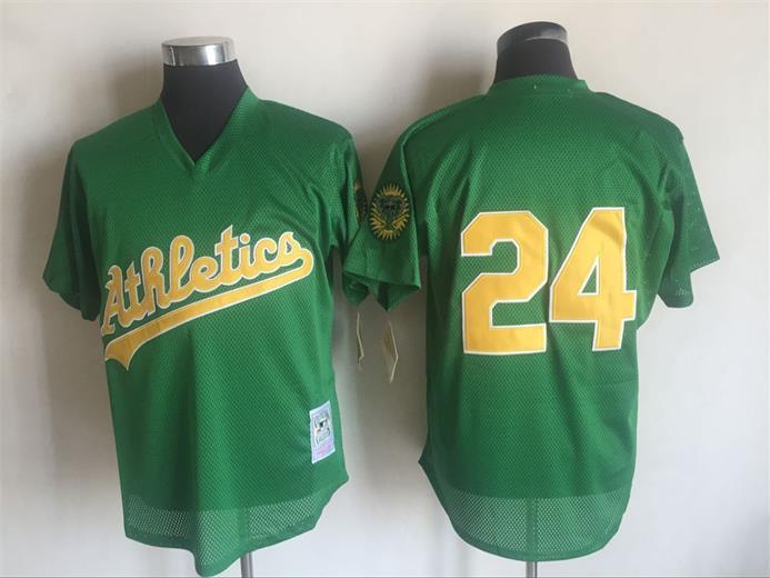 Rickey Henderson Oakland Athletics green Throwback jersey