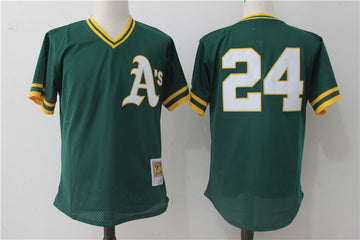 Rickey Henderson Oakland Athletics green Cooperstown jersey