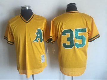 Rickey Henderson Oakland Athletics yellow Throwback jersey