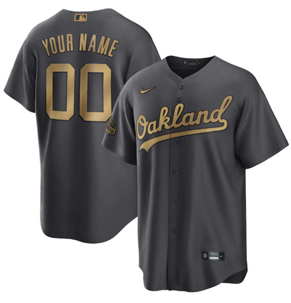 Custom Oakland Athletics charcoal All-Star jersey