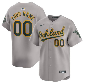 Custom Oakland Athletics gray Away jersey