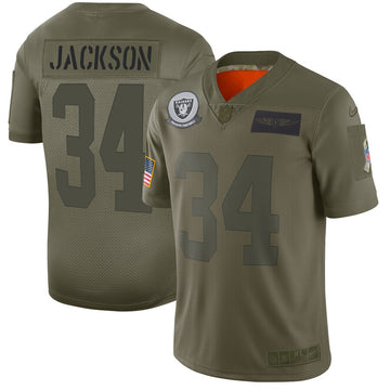 Bo Jackson Las Vegas Raiders camo Salute To Service jersey