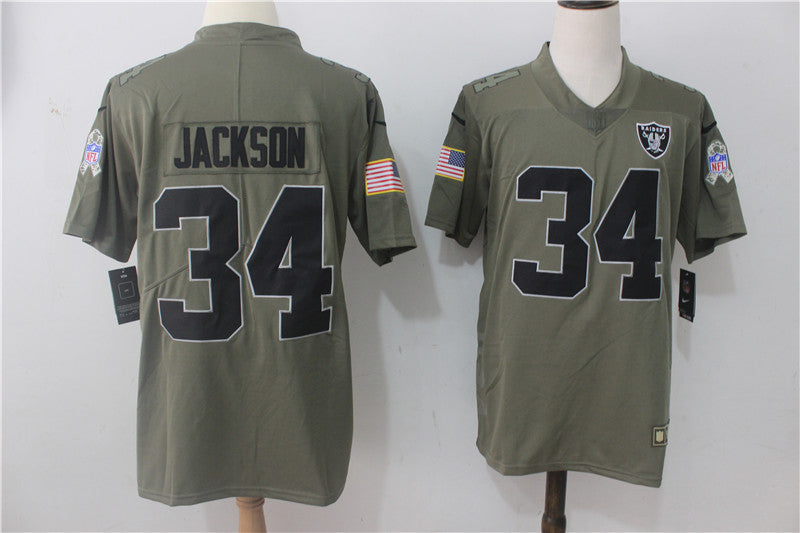 Bo Jackson Las Vegas Raiders olive Salute To Service jersey