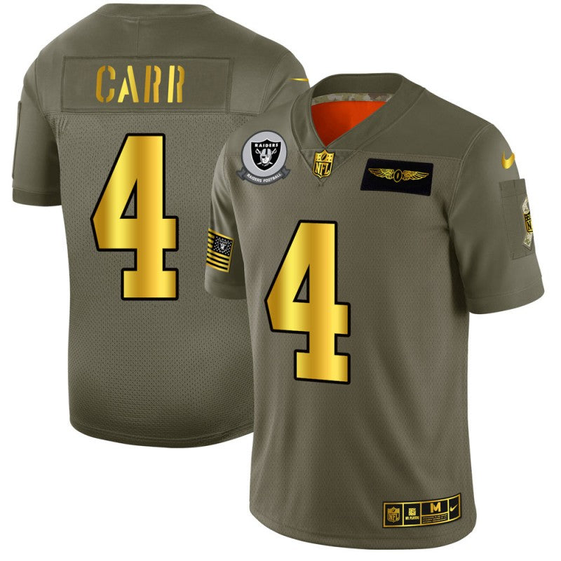 Derek Carr Las Vegas Raiders olive-gold Salute To Service jersey
