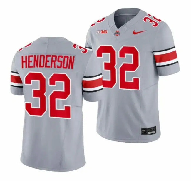 TreVeyon Henderson Ohio State Buckeyes gray FUSE jersey
