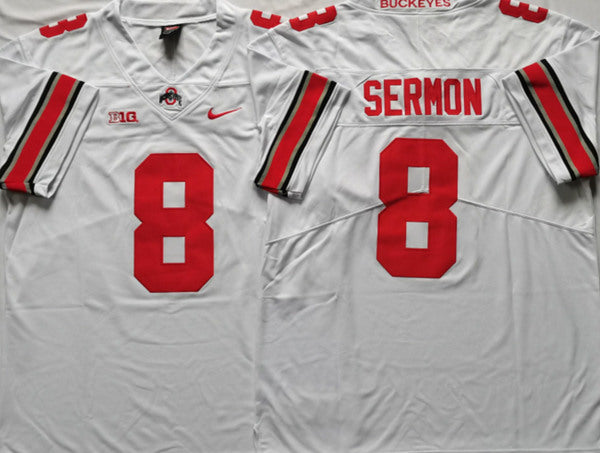 Trey Sermon Ohio State Buckeyes white jersey