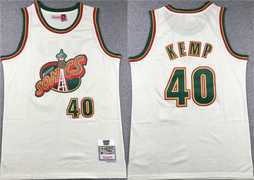 Shawn Kemp Oklahoma City Thunder cream jersey