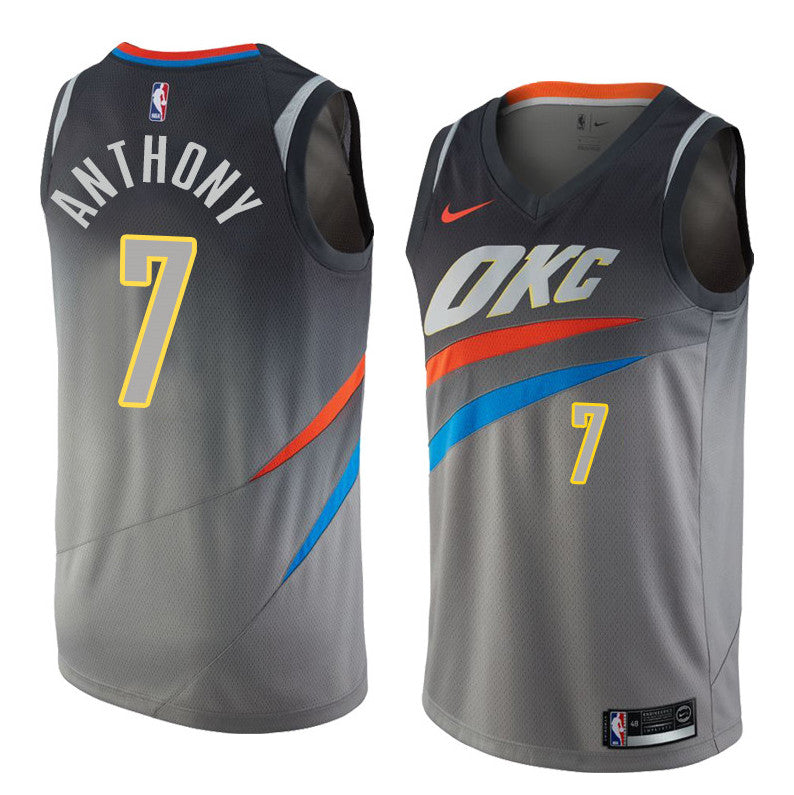 Carmelo Anthony Oklahoma City Thunder grey jersey