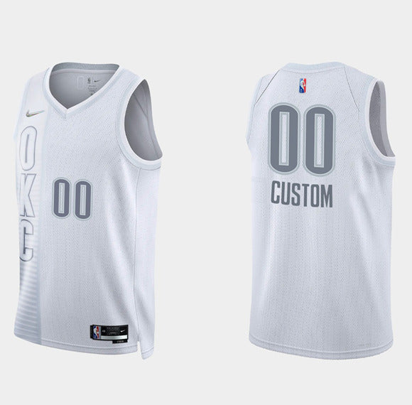 Custom Oklahoma City Thunder white jersey