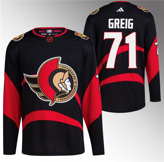 Ridly Greig Ottawa Senators black Reverse Retro jersey