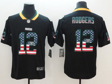 Aaron Rodgers Green Bay Packers black Color Rush jersey