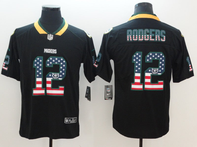 Aaron Rodgers Green Bay Packers black Color Rush jersey