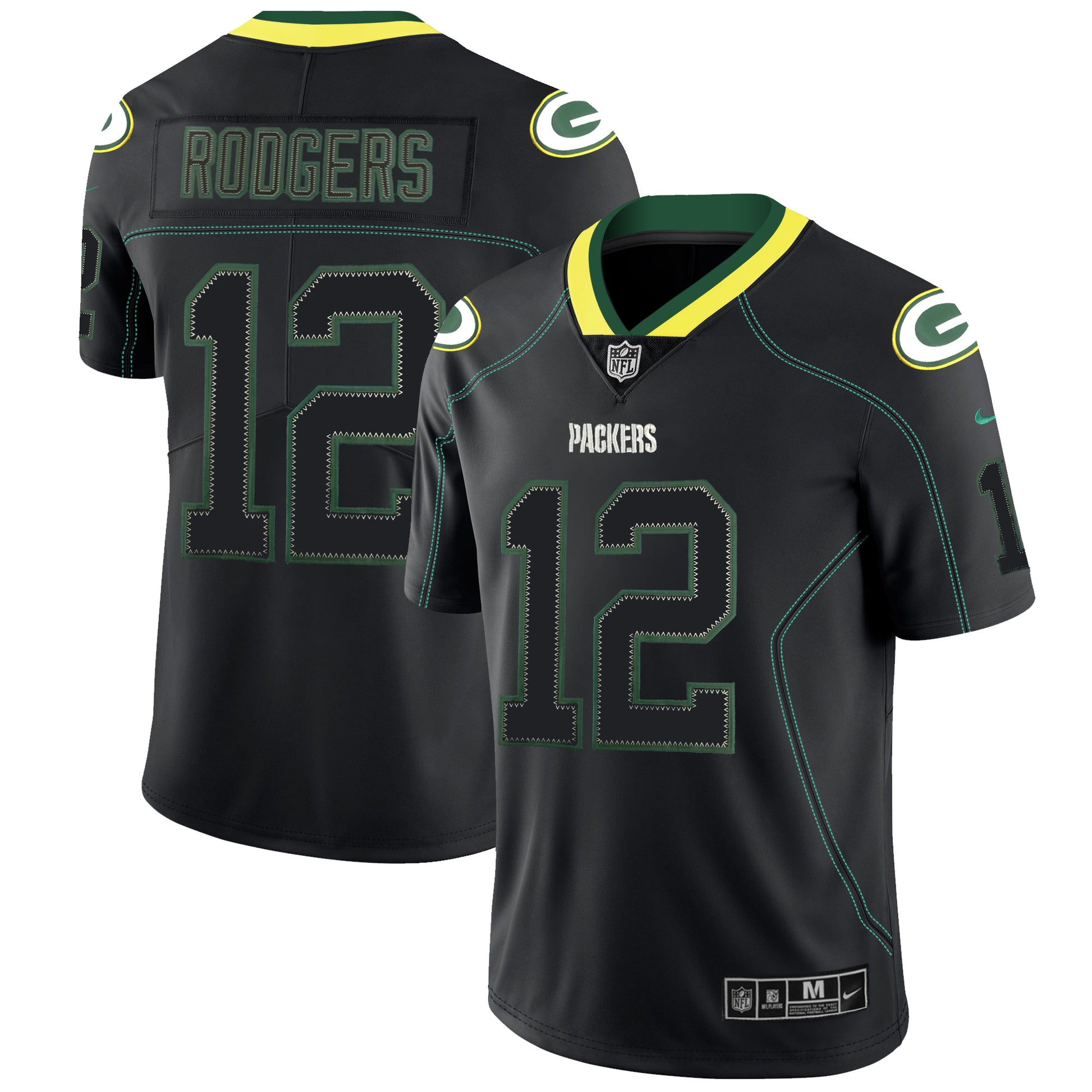 Aaron Rodgers Green Bay Packers black Color Rush jersey