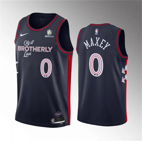 Tyrese Maxey Philadelphia 76ers navy City Edition jersey