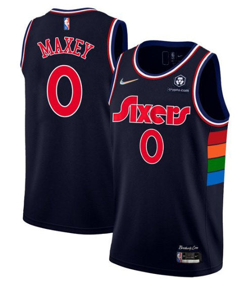 Tyrese Maxey Philadelphia 76ers navy jersey