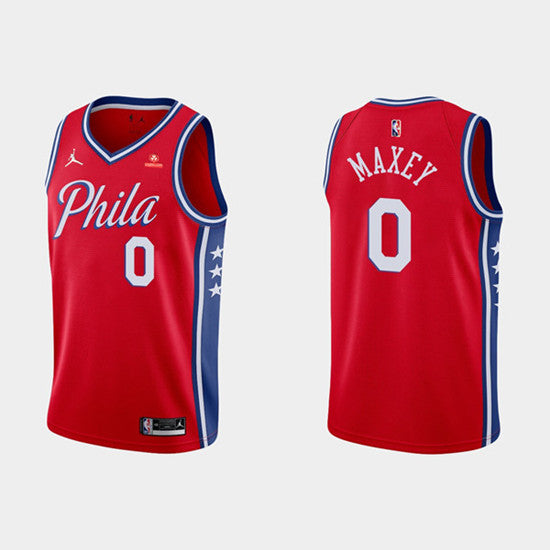 Tyrese Maxey Philadelphia 76ers red jersey