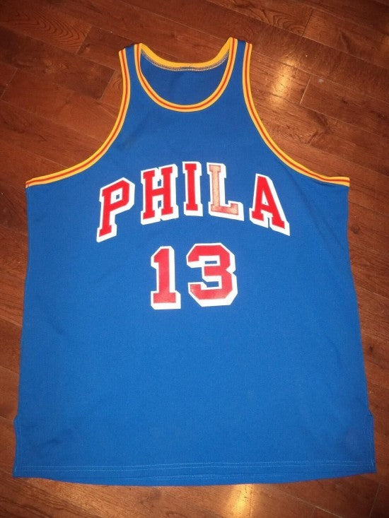 Wilt Chamberlain Philadelphia 76ers royal jersey