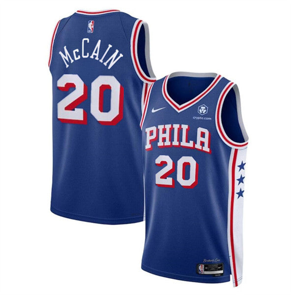 Jared McCain Philadelphia 76ers royal jersey