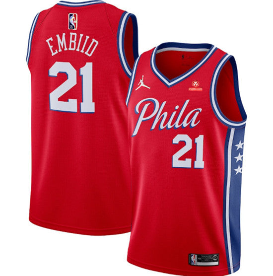 Joel Embiid Philadelphia 76ers red jersey