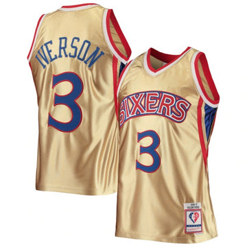 Allen Iverson Philadelphia 76ers gold jersey