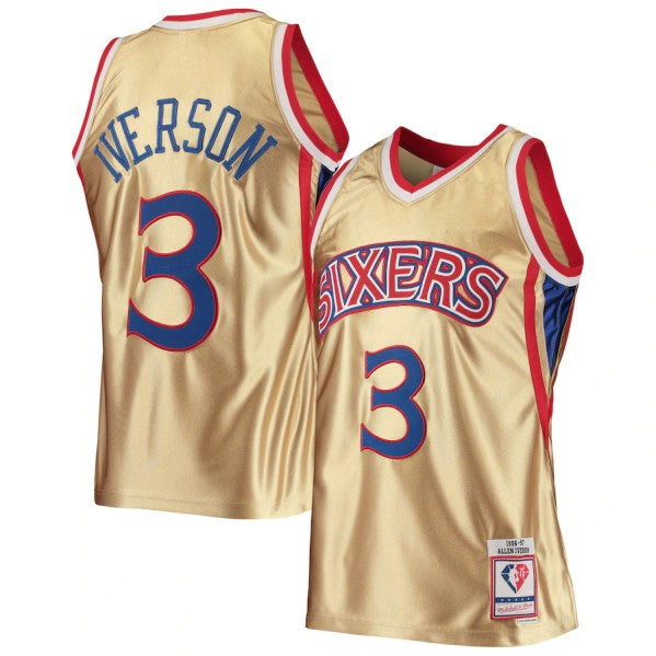 Allen Iverson Philadelphia 76ers gold jersey