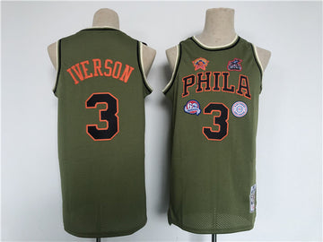 Allen Iverson Philadelphia 76ers olive Throwback jersey