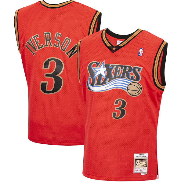 Allen Iverson Philadelphia 76ers orange Throwback jersey