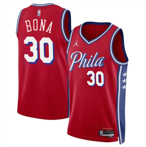 Adam Bona Philadelphia 76ers red jersey