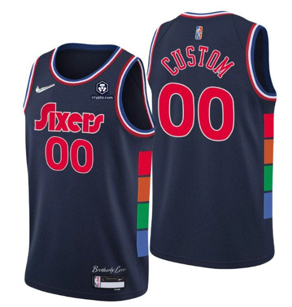 Custom Philadelphia 76ers navy City Edition jersey