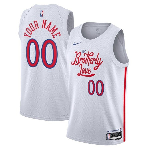 Custom Philadelphia 76ers white City Edition jersey