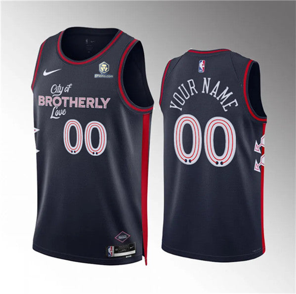 Custom Philadelphia 76ers navy City Edition jersey