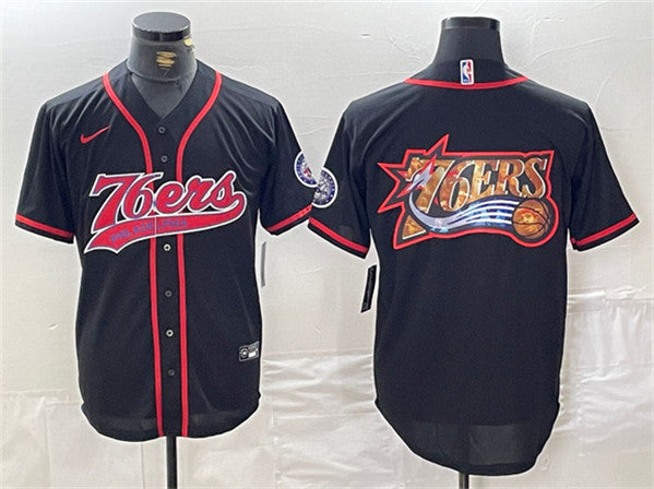 Team Big Logo Philadelphia 76ers black jersey