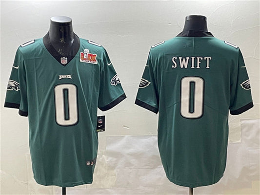 Philadelphia Eagles #0 D'Andre Swift Green 2025 Super Bowl LIX Patch Jersey