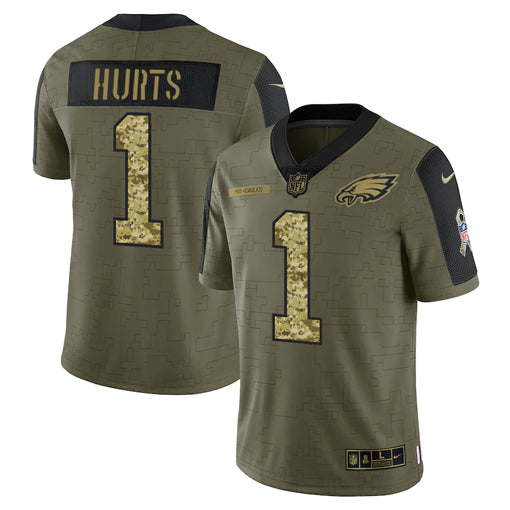 Jalen Hurts Philadelphia Eagles olive Salute To Service jersey