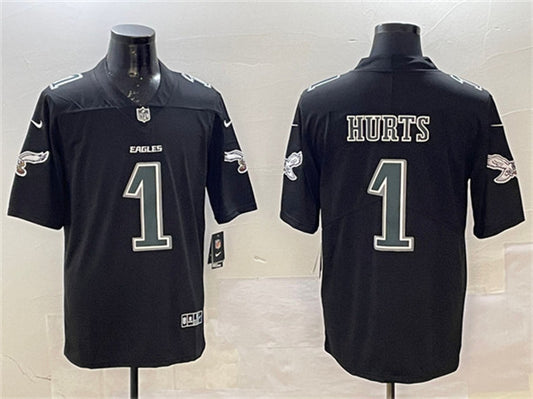 Philadelphia Eagles #1 Jalen Hurts Black Fashion New Jersey