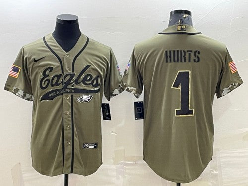 Jalen Hurts Philadelphia Eagles olive Salute To Service jersey